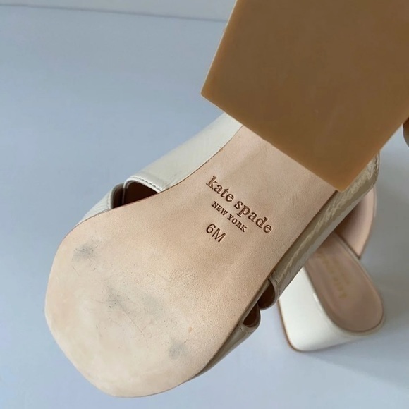 NEW Kate Spade Venus Cream Patent Block Heels Slip On Sandals‎ Heeled Mules - Picture 5 of 8